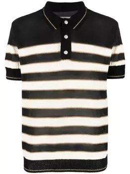 Balmain рубашка поло в полоску с логотипом, черный