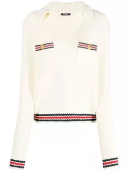 Balmain рубашка с длинными рукавами из смесовой шерсти, нейтральный цвет