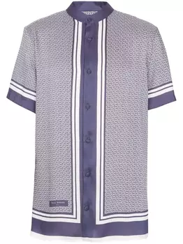 Balmain рубашка с короткими рукавами и монограммой, синий