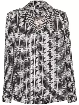 Balmain рубашка с монограммой, черный