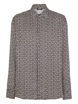 Balmain рубашка с монограммой, черный