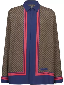 Balmain рубашка с монограммой, коричневый