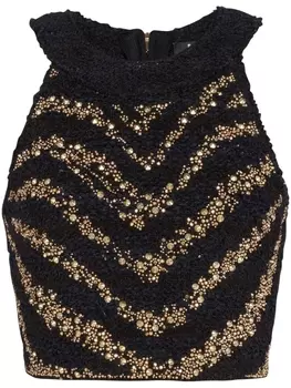 Balmain sequin-embellished knitted top, черный