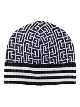 Balmain шапка бини с монограммой, синий