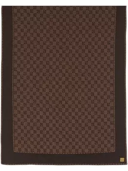 Balmain шарф тонкой вязки с монограммой, коричневый