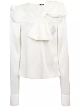 Balmain шелковая блузка с бантом, белый