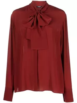 Balmain шелковая блузка с бантом, красный