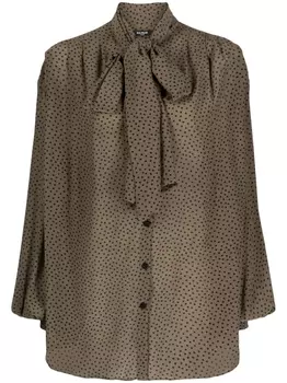 Balmain шелковая блузка в горох, зеленый