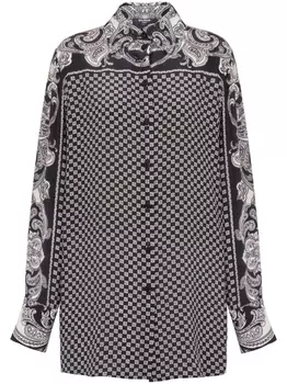 Balmain шелковая рубашка с принтом пейсли, черный