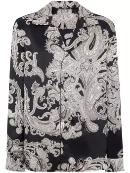 Balmain шелковая рубашка с принтом пейсли, черный