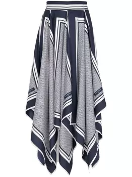 Balmain шелковая юбка асимметричного кроя с монограммой
