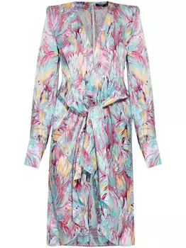 Balmain шелковое платье с абстрактным принтом, синий