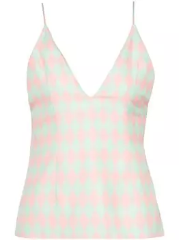 Balmain шелковый топ с принтом, зеленый