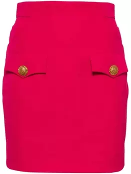 Balmain шерстяная юбка мини с декоративными пуговицами, розовый