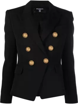 Balmain шерстяной двубортный блейзер, черный
