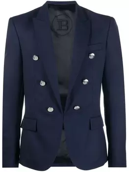 Balmain шерстяной пиджак с декоративными пуговицами, синий