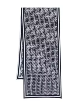 Balmain шерстяной шарф с монограммой, черный