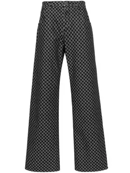 Balmain широкие джинсы с монограммой, черный