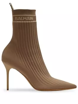 Balmain Skye 95mm ankle boots, коричневый