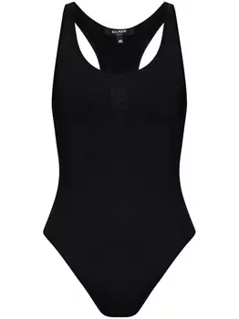 Balmain слитный купальник с перекрещивающимися спинками, черный