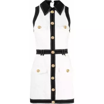 BALMAIN SS22 Женское платье без рукавов, белое