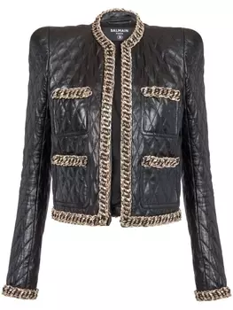 Balmain стеганая куртка с цепочками, черный