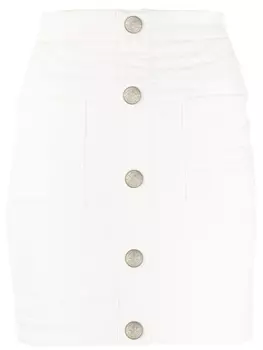 Balmain стеганая юбка мини с завышенной талией, белый