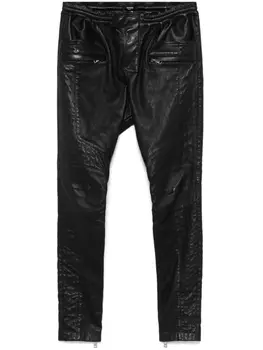 Balmain стеганые кожаные брюки, черный