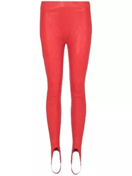 Balmain стеганые кожаные легинсы со штрипками, красный
