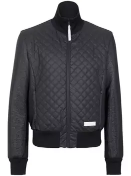 Balmain стеганый бомбер с нашивкой-логотипом, черный