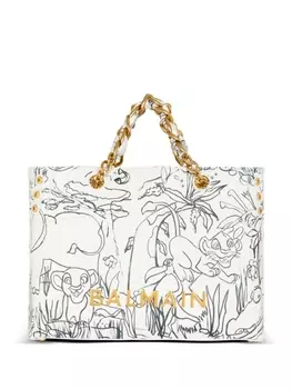 Balmain сумка-тоут 1945 с графичным принтом из коллаборации с Disney, белый