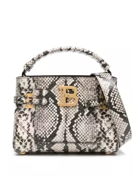 Balmain сумка-тоут B-Buzz с тиснением под кожу змеи, серый
