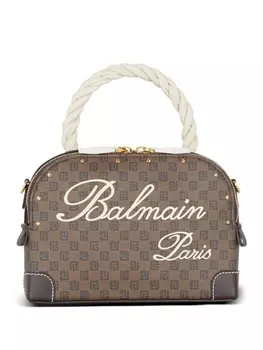 Balmain сумка-тоут размера мини с монограммой, коричневый