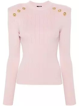 Balmain свитер с тиснением-пуговицами, розовый