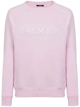 Balmain свитшот из хлопка с принтом логотипа Paris, розовый