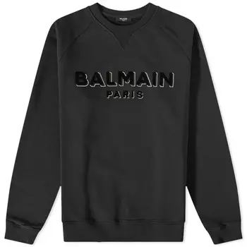 Balmain Свитшот с круглым вырезом из флока и фольги Paris с логотипом