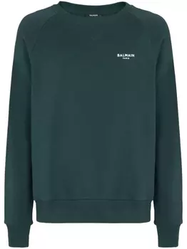 Balmain толстовка из органического хлопка с логотипом, зеленый