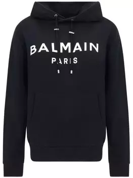 Balmain толстовка с логотипом и принтом, черный