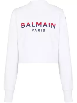 Balmain толстовка с логотипом и пуговицами, белый