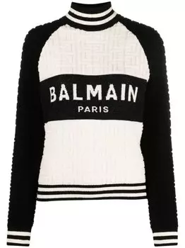 Balmain толстовка с монограммой и логотипом, белый
