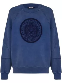 Balmain толстовка с вышитым логотипом, синий