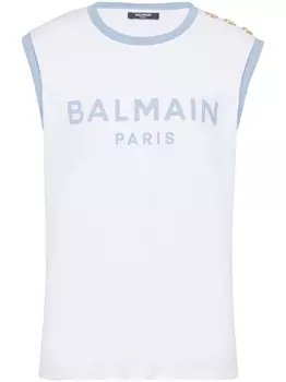Balmain топ 3-Button с логотипом, белый