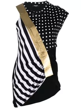 Balmain топ асимметричного кроя с принтом, черный