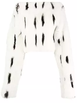 Balmain топ из овчины с вырезом-лодочкой, белый