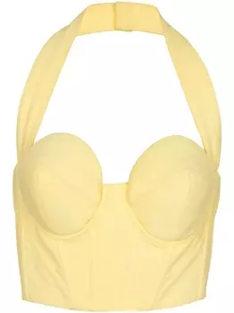 Balmain топ-корсет с вырезом халтер, желтый