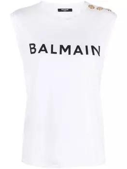 Balmain топ с логотипом, белый