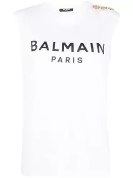 Balmain топ с логотипом, белый