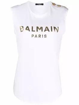 Balmain топ с логотипом, белый