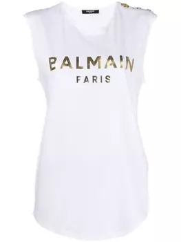 Balmain топ с логотипом, белый