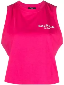 Balmain топ с логотипом, розовый